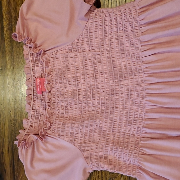 Girls Isaac Mizrahi NY pink smocked short sleeve shirt size M(10/12) - Picture 2 of 4